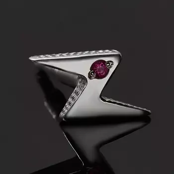 Серьги рубин (серебро 925 пр. родир. бел.) пуссеты огранка (1 шт)