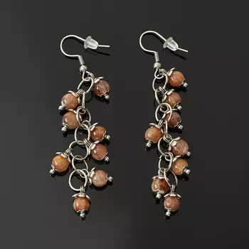 Серьги рутиловый кварц (биж. сплав, сталь хир.)