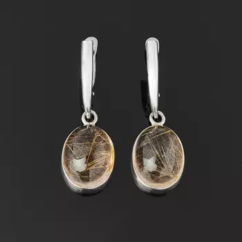 Серьги рутиловый кварц (латунь оксидир., нейзильбер)