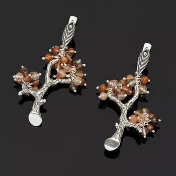 Серьги рутиловый кварц огранка (серебро 925 пр.)