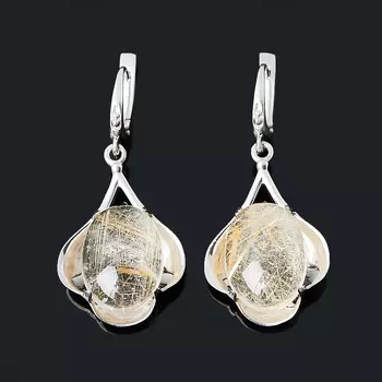 Серьги рутиловый кварц (серебро 925 пр.)