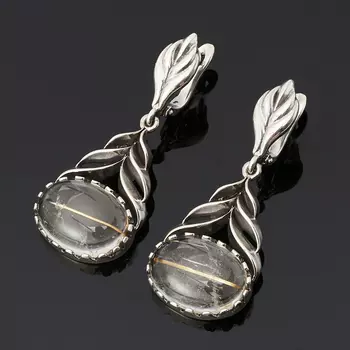 Серьги рутиловый кварц (серебро 925 пр.)