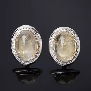 Серьги рутиловый кварц (серебро 925 пр. родир. бел.)