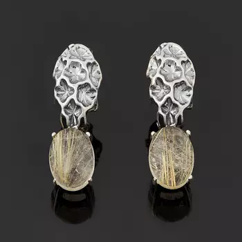 Серьги рутиловый кварц (серебро 925 пр. оксидир.)