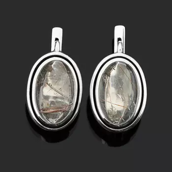 Серьги рутиловый кварц (серебро 925 пр. оксидир.)