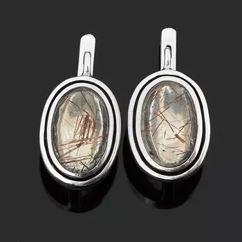 Серьги рутиловый кварц (серебро 925 пр. оксидир.)