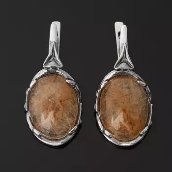 Серьги рутиловый кварц (серебро 925 пр. оксидир.)