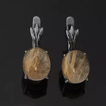 Серьги рутиловый кварц (серебро 925 пр. родир. черн.)