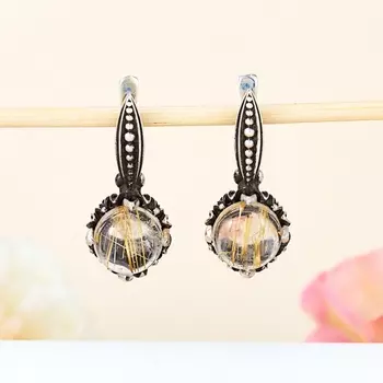 Серьги рутиловый кварц (серебро 925 пр.)