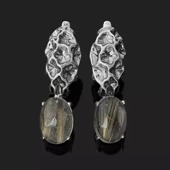 Серьги рутиловый кварц (серебро 925 пр. оксидир.)