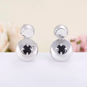 Серьги сапфир черный огранка (серебро 925 пр.)