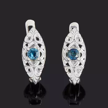 Серьги сапфир черный (серебро 925 пр.) огранка