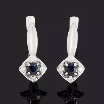 Серьги сапфир черный (серебро 925 пр.) огранка