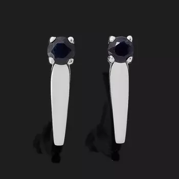 Серьги сапфир черный (серебро 925 пр.) огранка