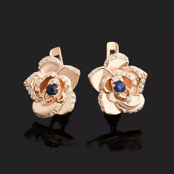 Серьги сапфир черный (серебро 925 пр. позолота) огранка