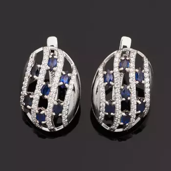 Серьги сапфир огранка (серебро 925 пр.)