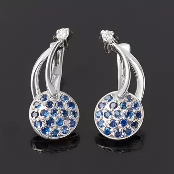 Серьги сапфир огранка (серебро 925 пр.)