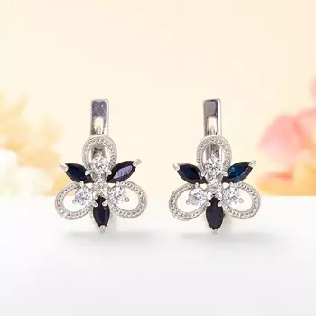 Серьги сапфир огранка (серебро 925 пр.)