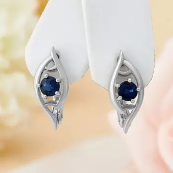 Серьги сапфир огранка (серебро 925 пр.)