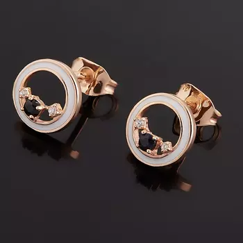 Серьги сапфир (серебро 925 пр. позолота, эмаль) пуссеты огранка