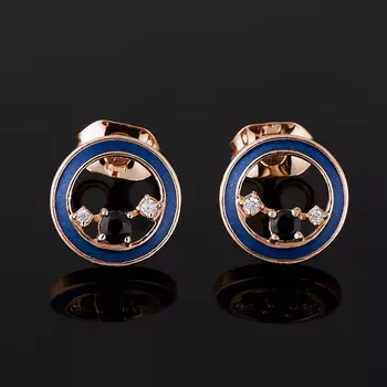 Серьги сапфир (серебро 925 пр. позолота, эмаль) пуссеты огранка