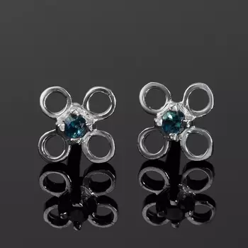 Серьги сапфир (серебро 925 пр. родир. бел.) пуссеты огранка