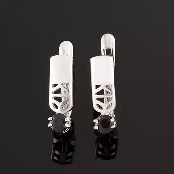 Серьги сапфир (серебро 925 пр. родир. бел.) огранка