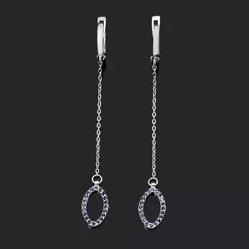 Серьги сапфир (серебро 925 пр. родир. бел.) огранка