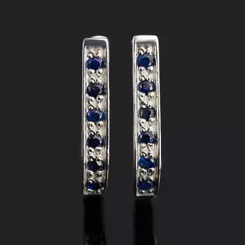 Серьги сапфир (серебро 925 пр. родир. бел.) огранка