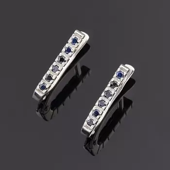 Серьги сапфир (серебро 925 пр. родир. бел.) огранка