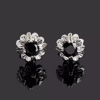 Серьги сапфир (серебро 925 пр. родир. бел.) пуссеты огранка