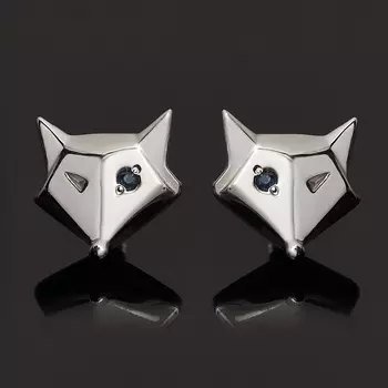 Серьги сапфир (серебро 925 пр. родир. бел.) пуссеты огранка