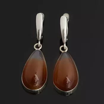 Серьги сердолик (биж. сплав оксидир., нейзильбер)