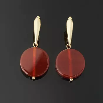 Серьги сердолик (биж. сплав позолота)