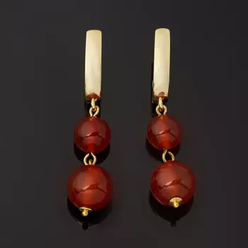 Серьги сердолик (биж. сплав позолота)