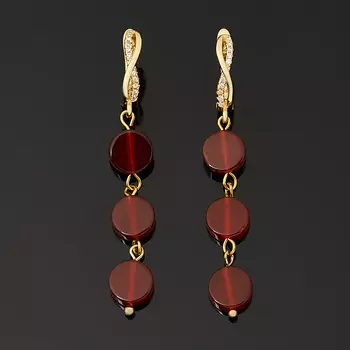 Серьги сердолик (биж. сплав позолота)