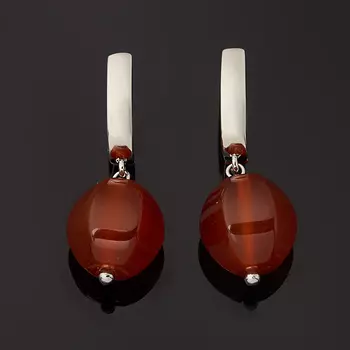 Серьги сердолик (биж. сплав родир. бел.) огранка