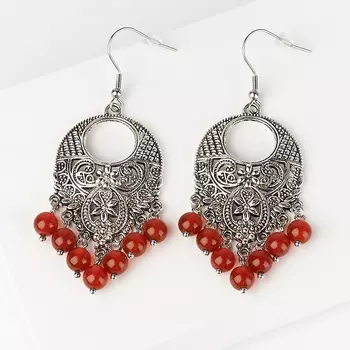 Серьги сердолик (биж. сплав, сталь хир.)