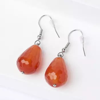 Серьги сердолик (биж. сплав, сталь хир.) огранка