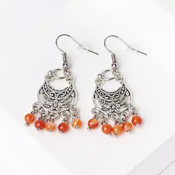 Серьги сердолик (биж. сплав, сталь хир.)