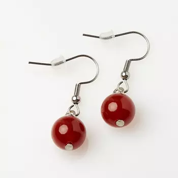 Серьги сердолик (биж. сплав, сталь хир.)