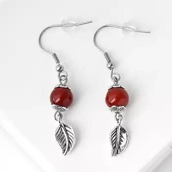 Серьги сердолик (биж. сплав, сталь хир.)