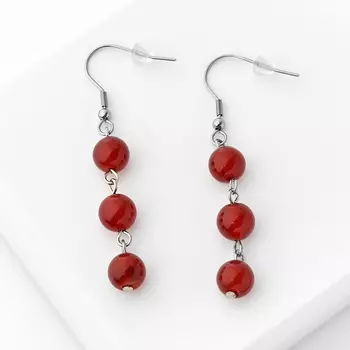 Серьги сердолик (биж. сплав, сталь хир.)