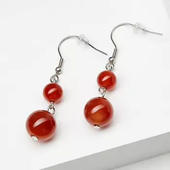 Серьги сердолик (биж. сплав, сталь хир.)