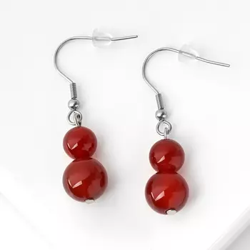 Серьги сердолик (биж. сплав, сталь хир.)