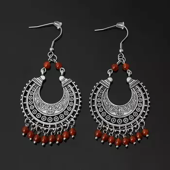 Серьги сердолик (биж. сплав, сталь хир.)