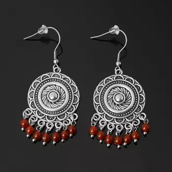 Серьги сердолик (биж. сплав, сталь хир.)