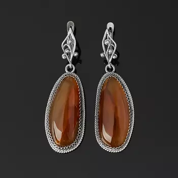 Серьги сердолик (нейзильбер)