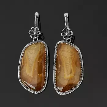 Серьги сердолик (нейзильбер)