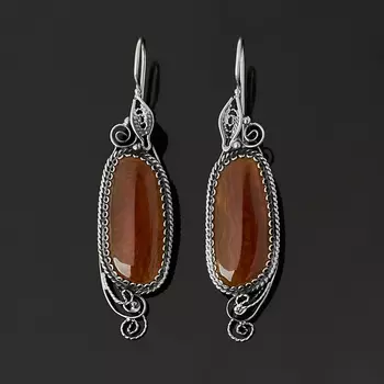 Серьги сердолик (нейзильбер)